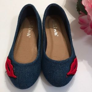 Link Shoes - Link jean shoes with red lips on toe Link Shoes - Link jean shoes with red lips on toe